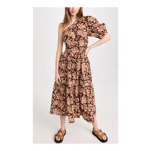 Sea 'Emelia' Brown Floral Print One Shoulder Cover Up Dress Size XS